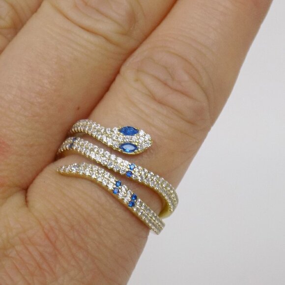 new! snake serpent reputation style ring pave gemstones ring statement ring - Picture 3 of 7